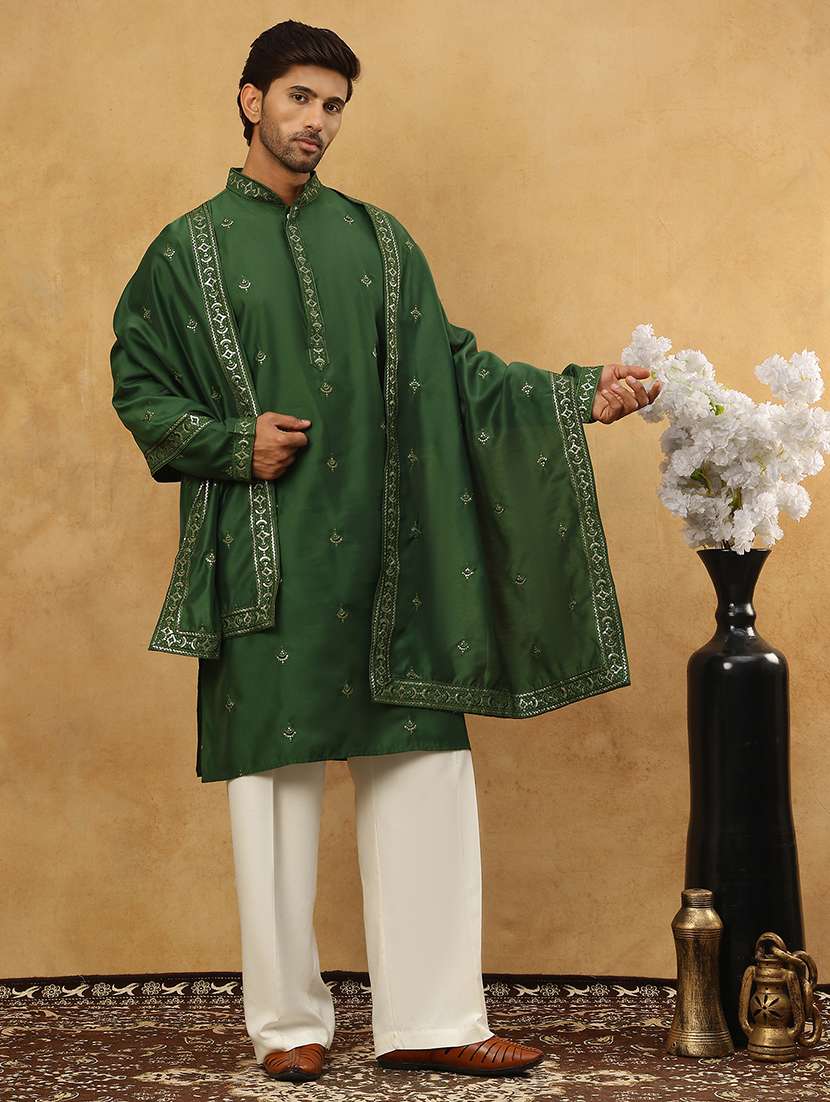 men embroidered long sleeve ethnic set