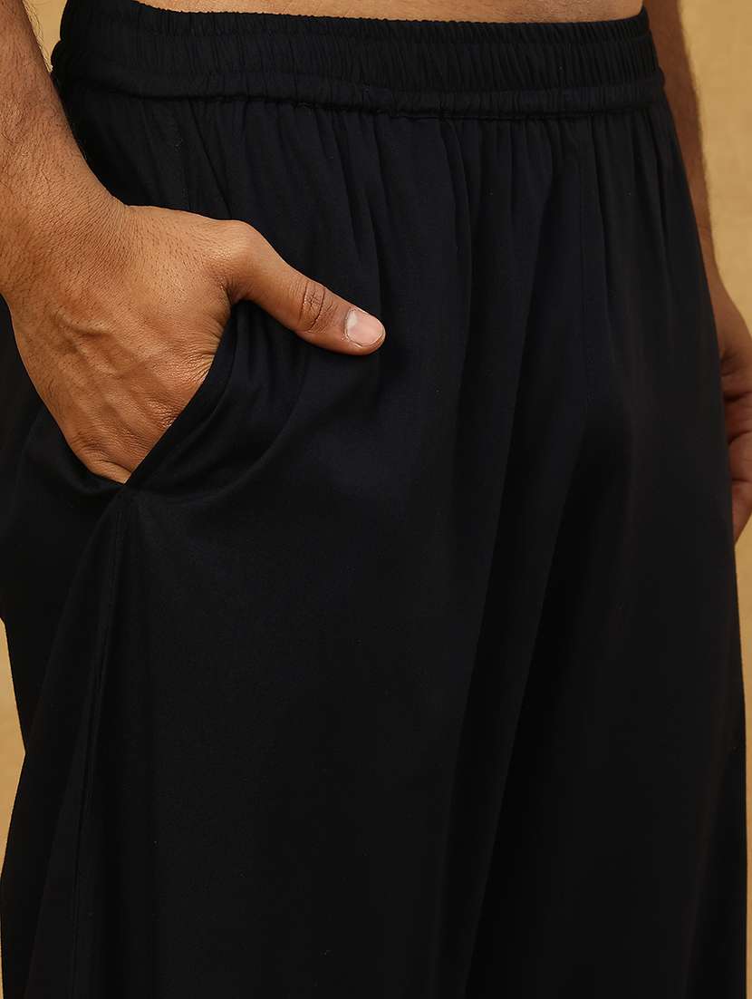 men black viscose kurta pyjama ethnic wear set - 22477114 -  Standard Image - 5