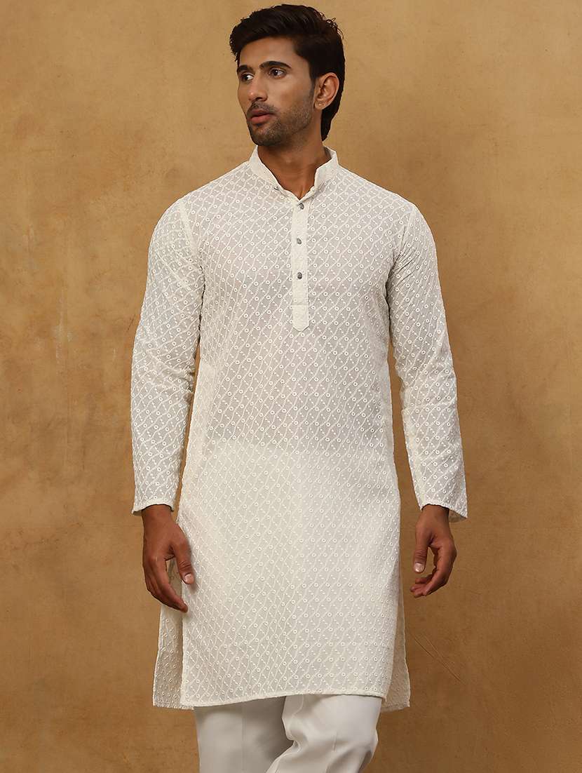 men embroidered long sleeve ethnic set
