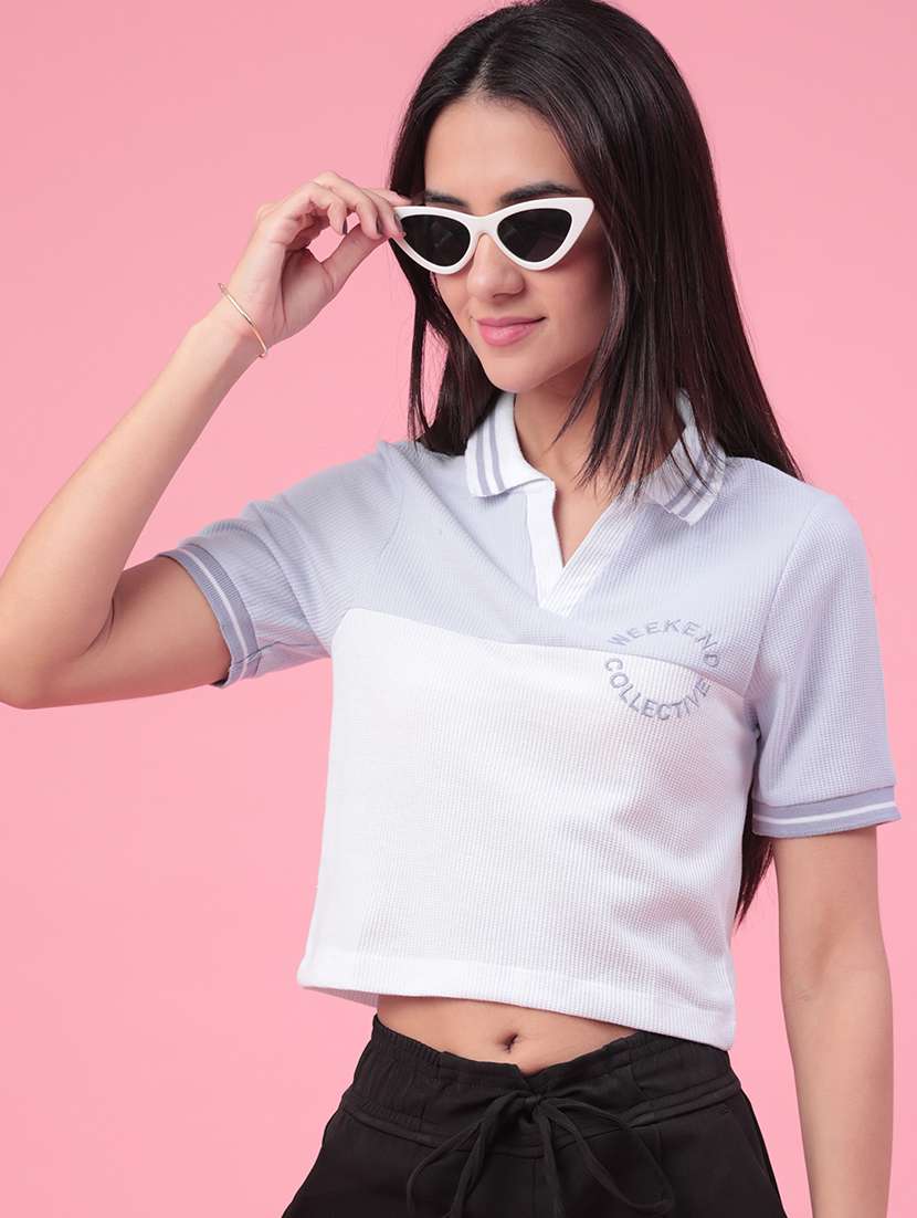 women self design short sleeve polo t-shirt