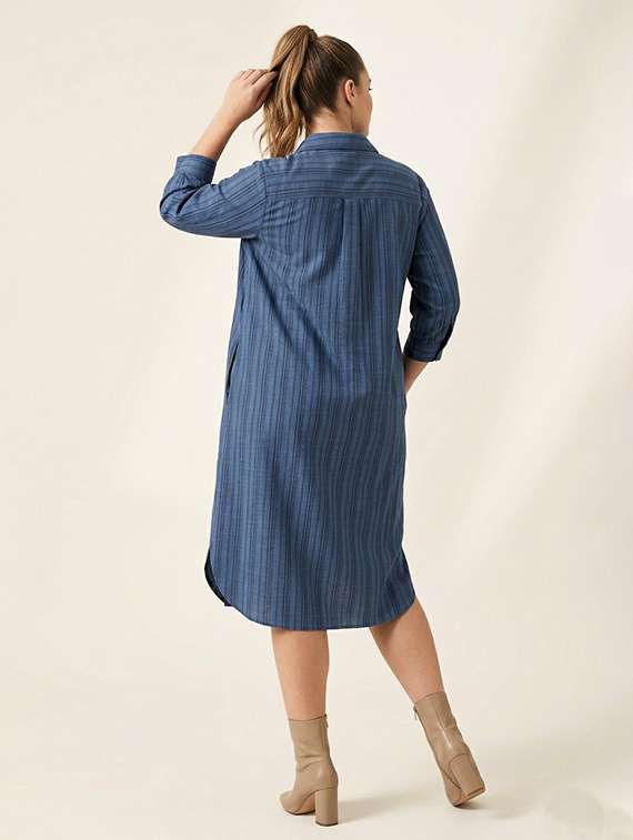 women solids blue viscose straight dress - 22477144 -  Standard Image - 3