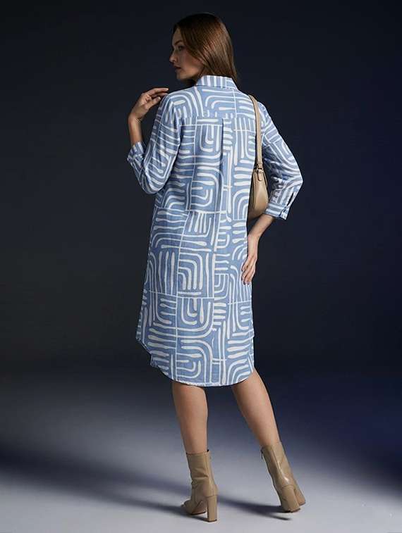 women printed blue viscose straight dress - 22477145 -  Standard Image - 3