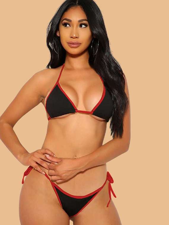 women black nylon bikini