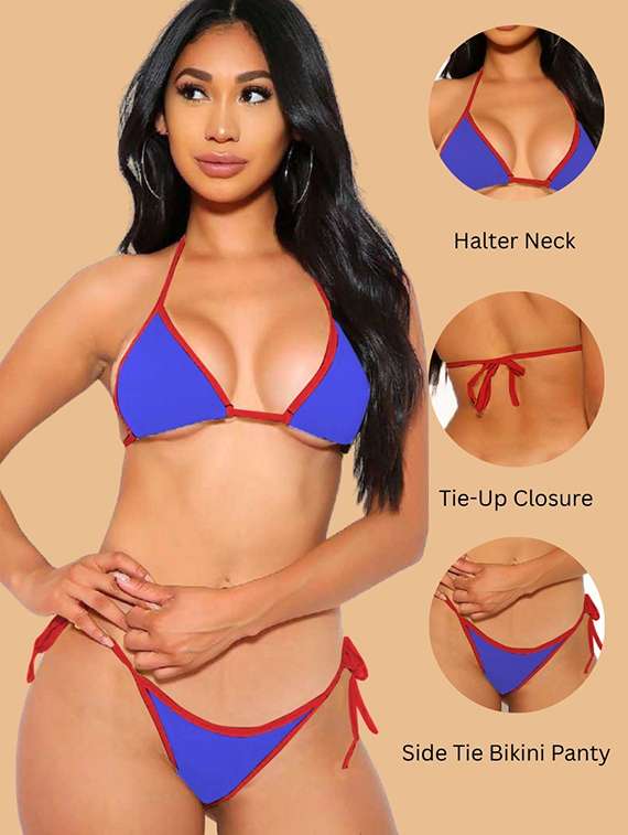 women blue nylon bikini - 22477174 -  Standard Image - 3