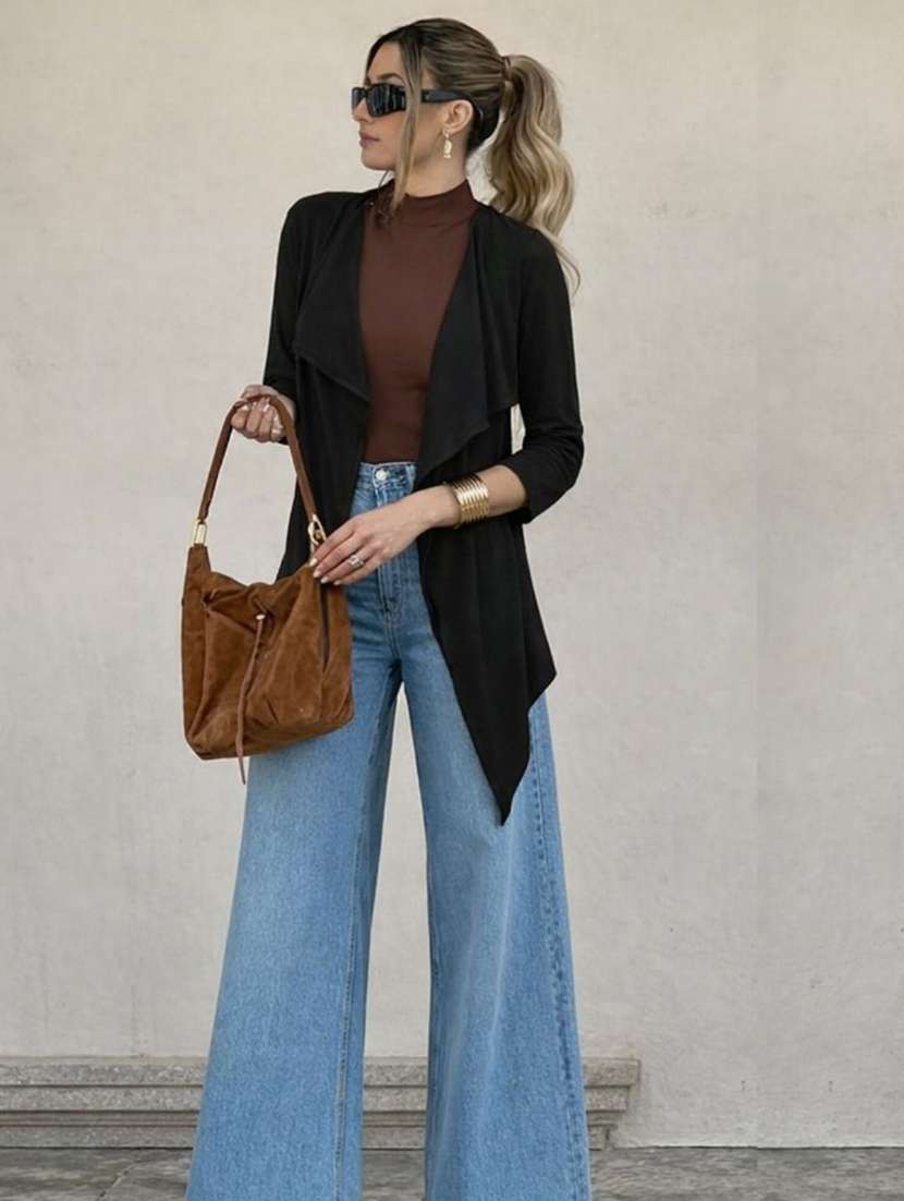 women black cotton asymmetric shrug - 22477446 -  Standard Image - 3