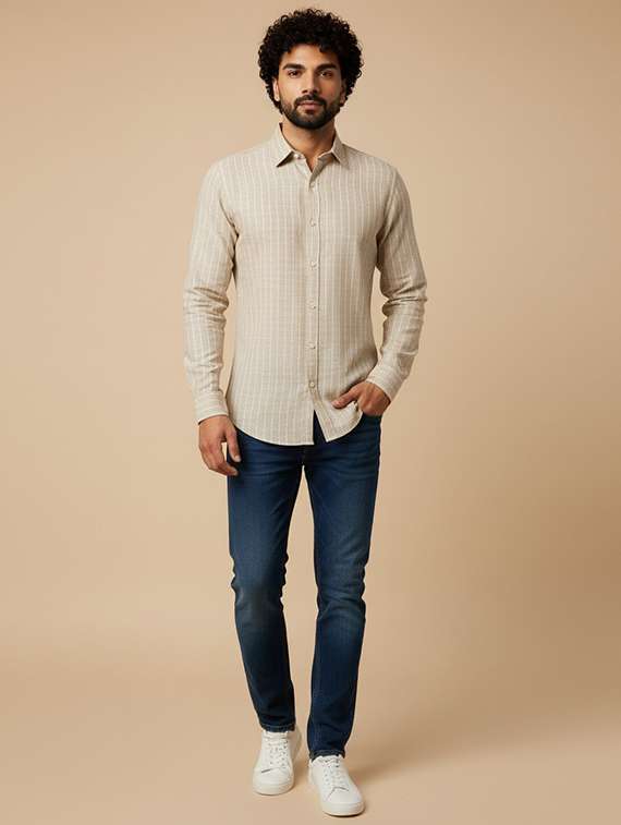 men striped long sleeve regular fit casual shirt - 22477529 -  Standard Image - 3