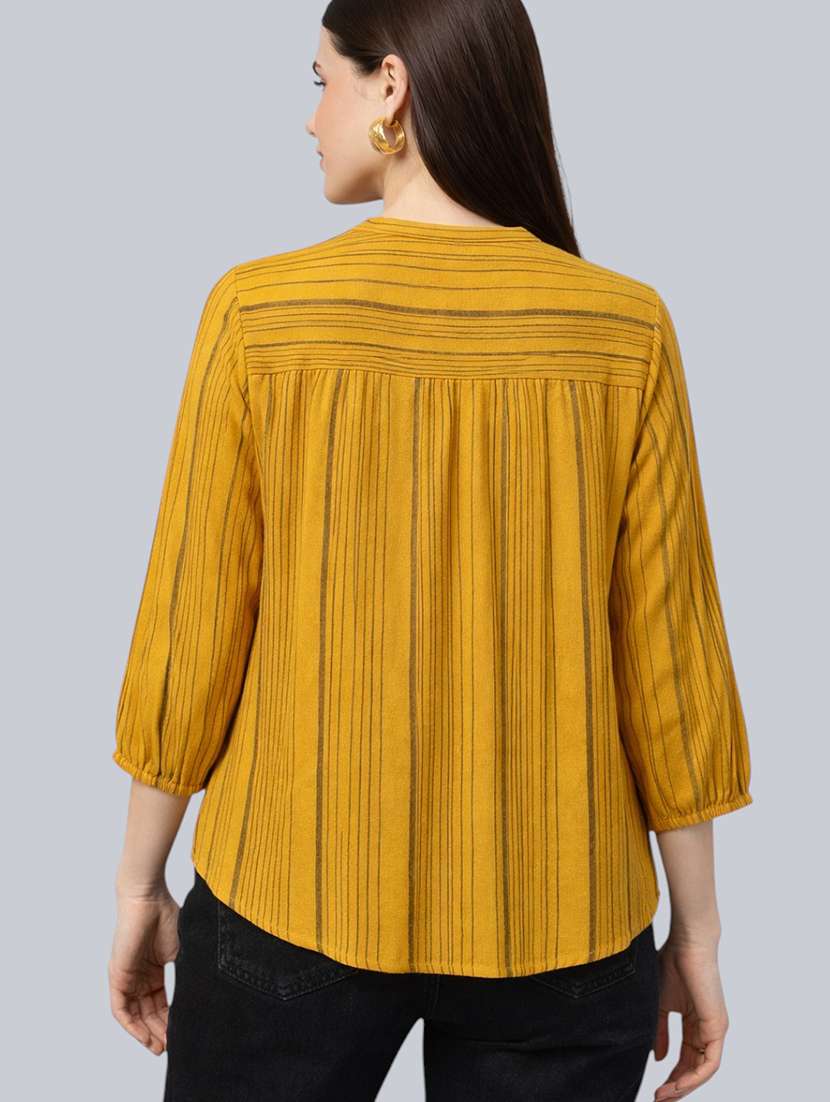 women striped printed mandarin collar top - 22477533 -  Standard Image - 3