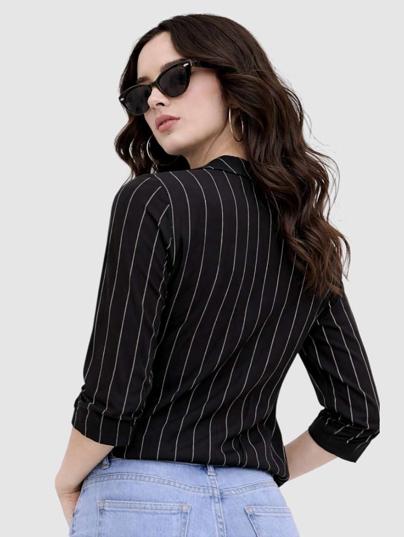 women striped three quarter sleeves regular top - 22477536 -  Standard Image - 3