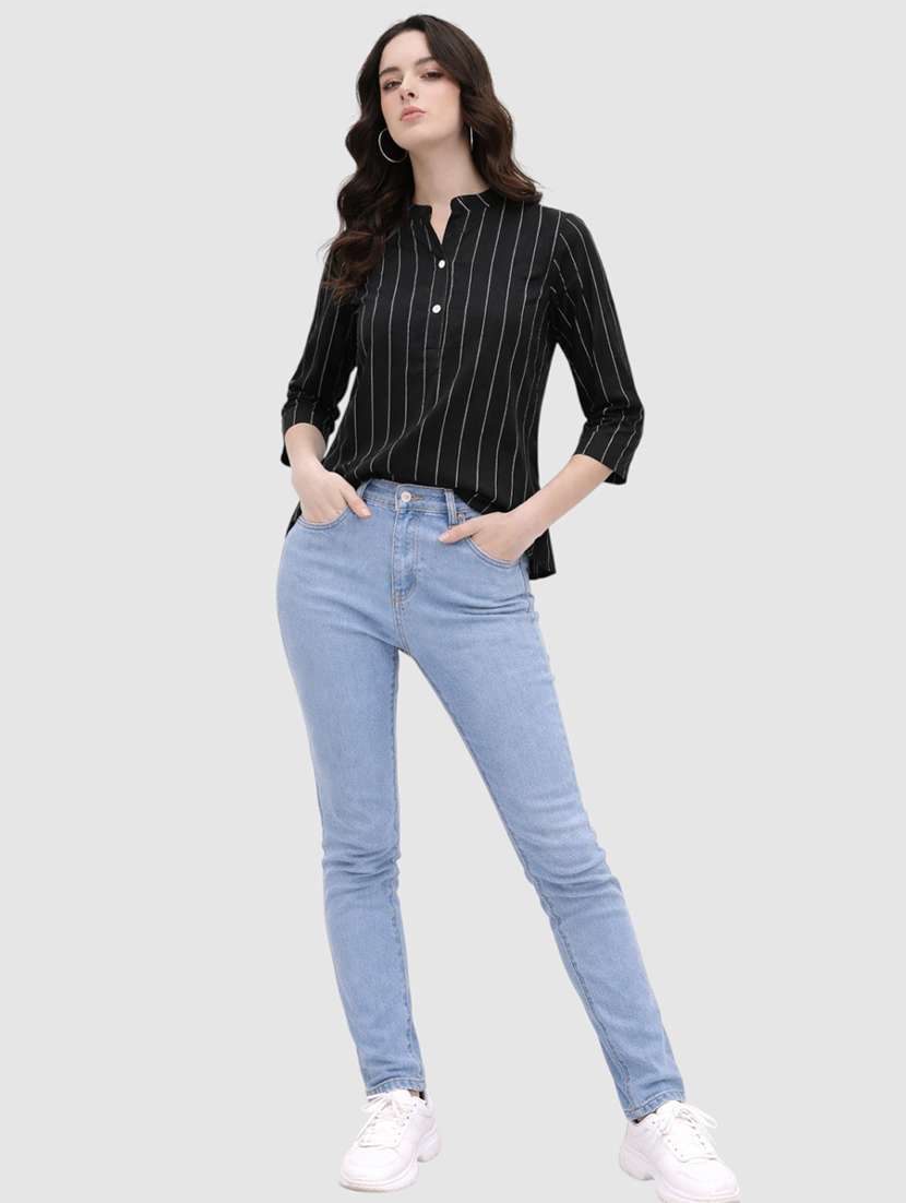 women striped three quarter sleeves regular top - 22477536 -  Standard Image - 5