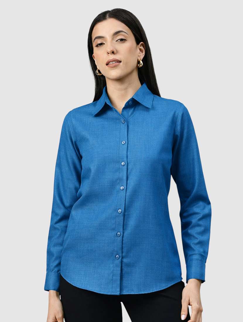 women solid long sleeves formal shirt