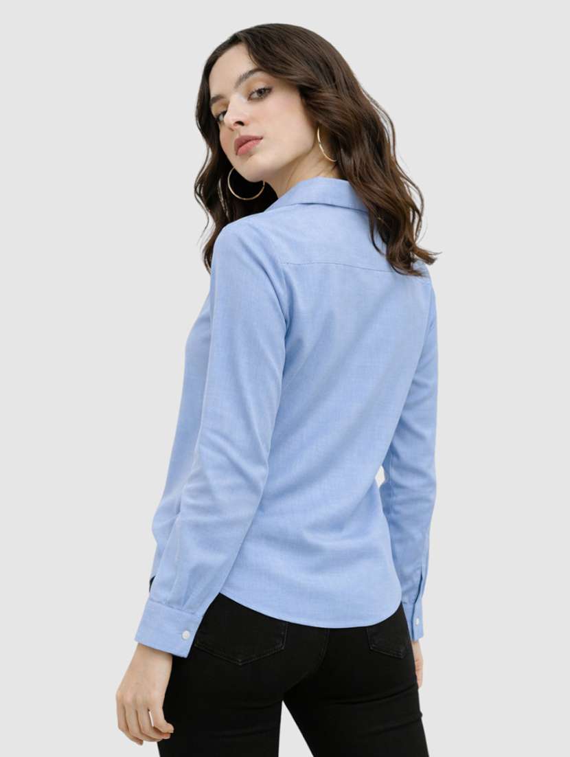 women solid long sleeves formal shirt - 22477544 -  Standard Image - 3