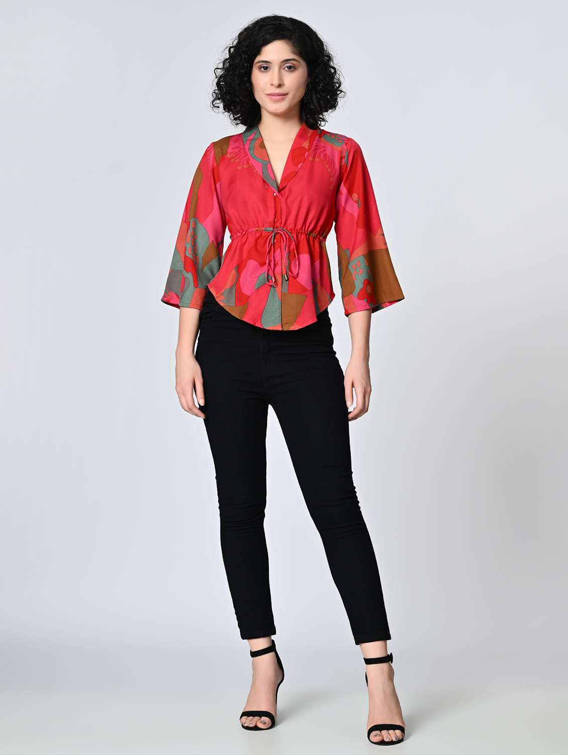 women red colored crepe regular top - 22477552 -  Standard Image - 5