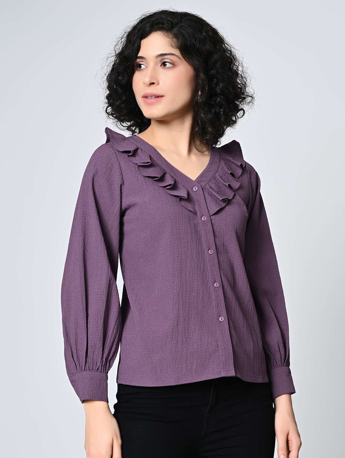 Girls Textured V-neck Long Sleeves Top - 22477563 -  Standard Image - 5