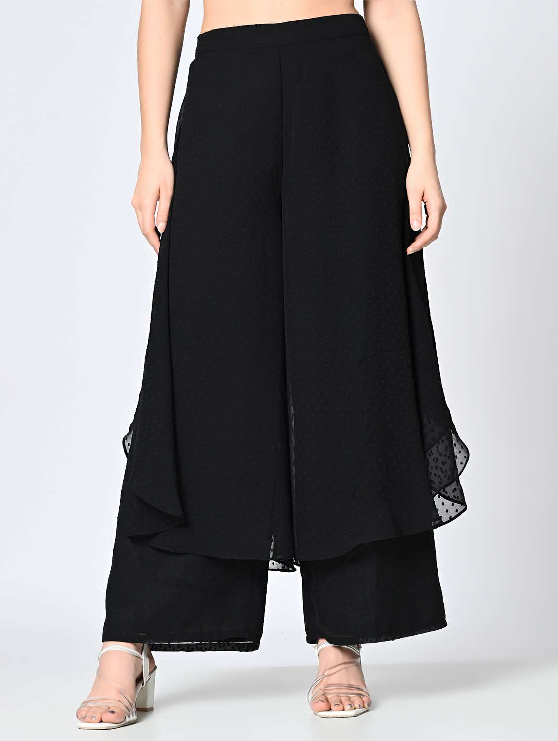 women self design flared palazzo