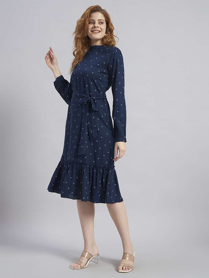 women printed long sleeves tiered midi dress - 22477570 -  Standard Image - 5