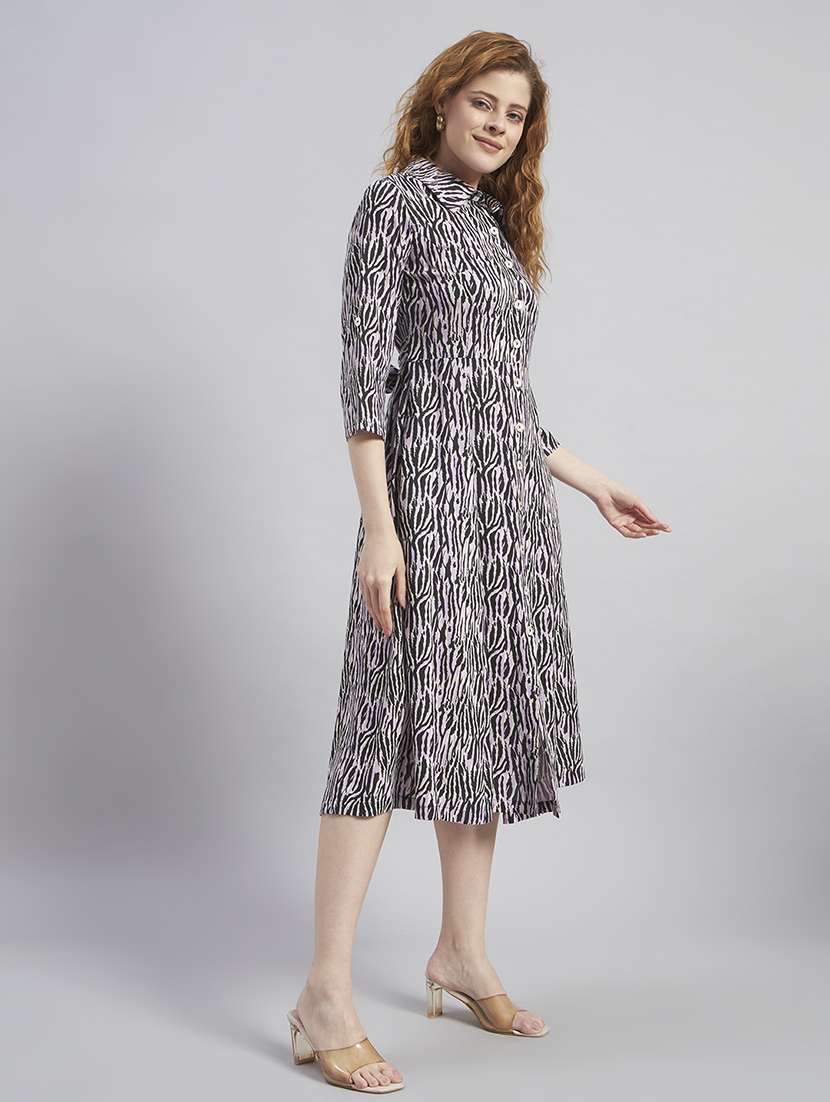 women printed collared midi shirt dress - 22477572 -  Standard Image - 3