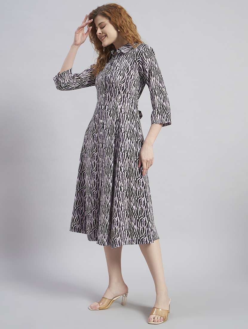women printed collared midi shirt dress - 22477572 -  Standard Image - 5