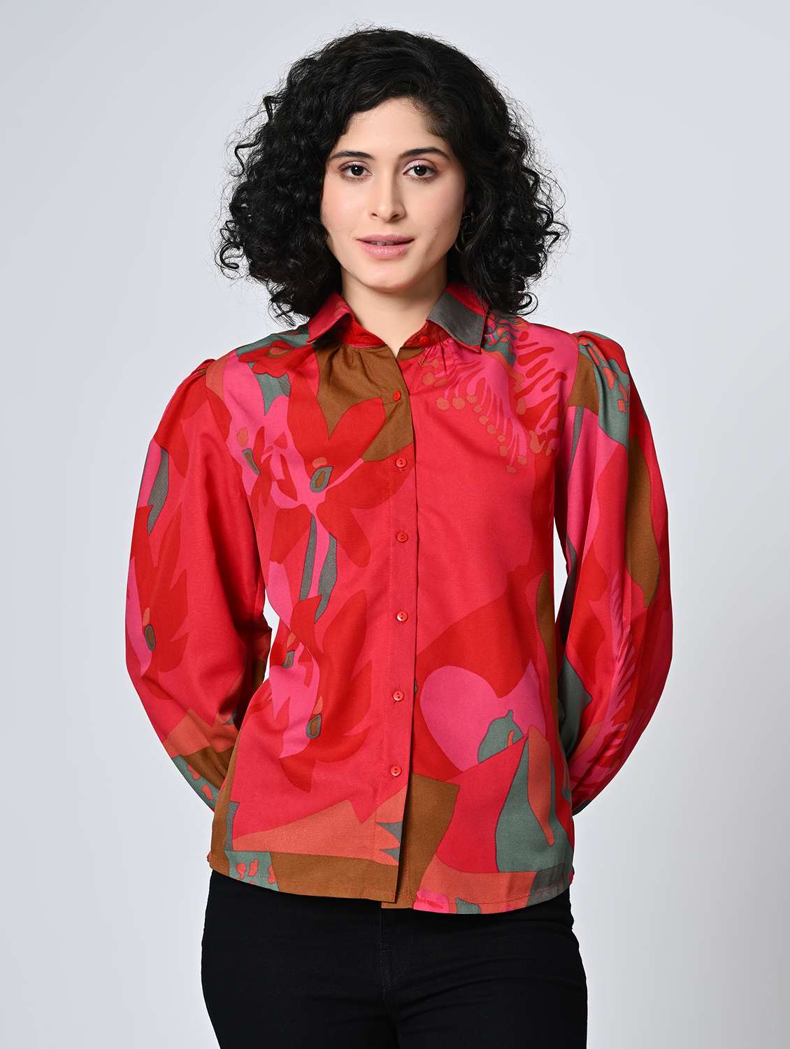 women multi colored crepe regular shirt