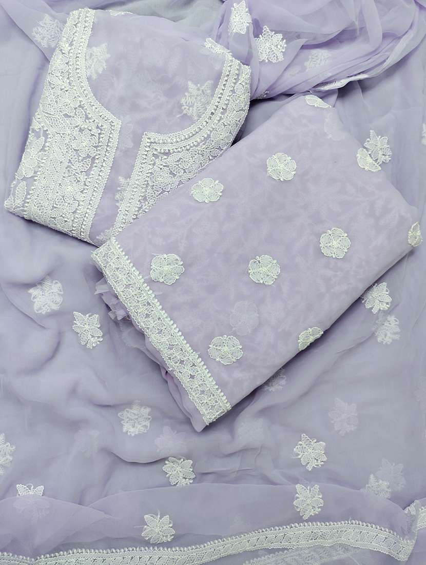 women solid with work unstitched suit set