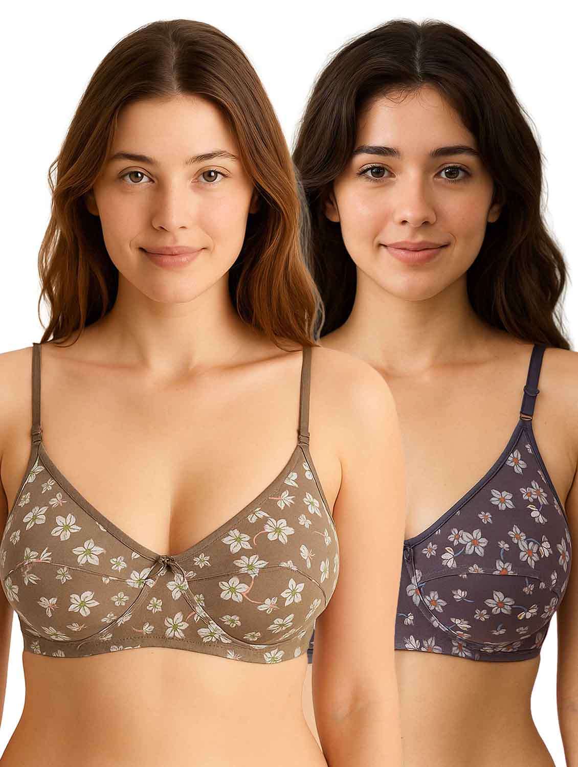 women pack of 2 printed full coverage bra
