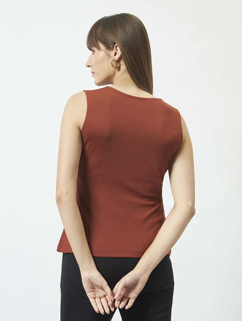 women rust polyester regular top - 22477633 -  Standard Image - 3