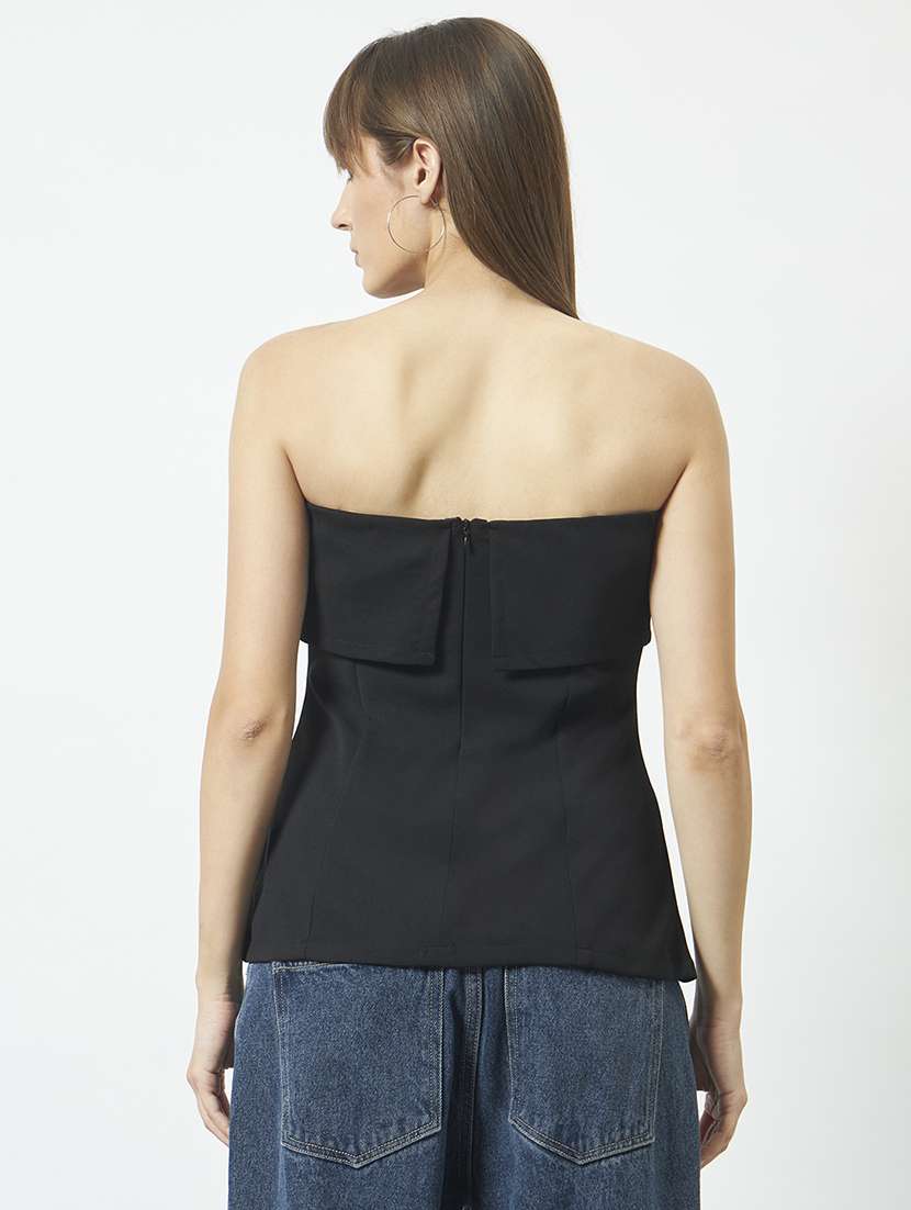 Women Black Polyester Regular Top - 22477634 -  Standard Image - 3