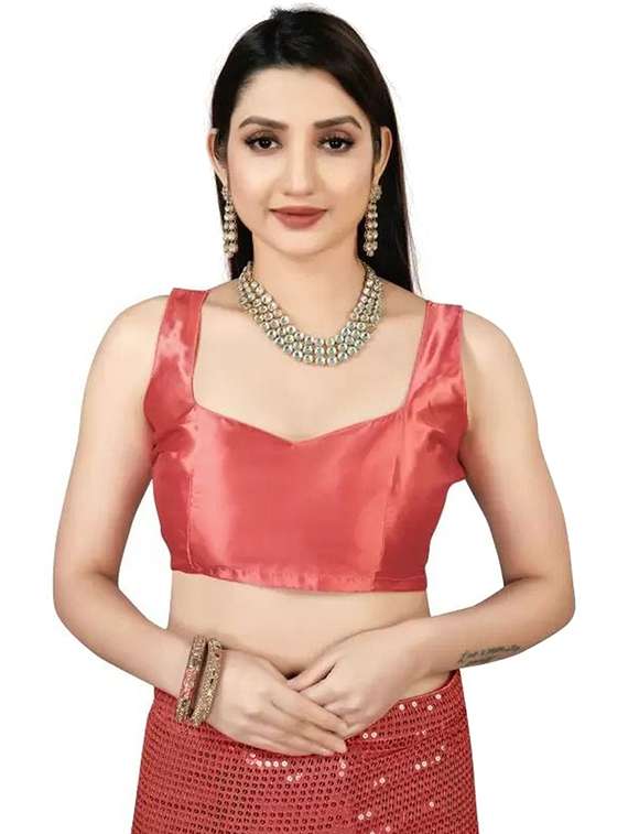 women solid with work embellished saree with blouse - 22477745 -  Standard Image - 3