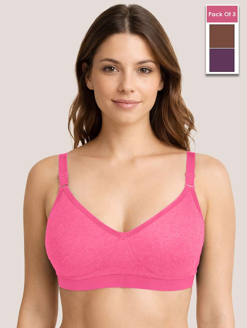 women pack of 3 solid minimizer bra
