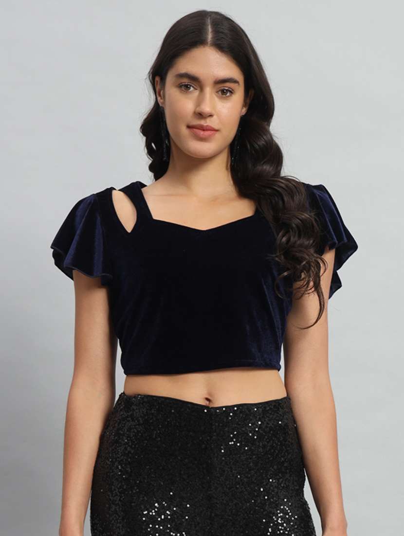 women solid sweetheart stiiched blouse