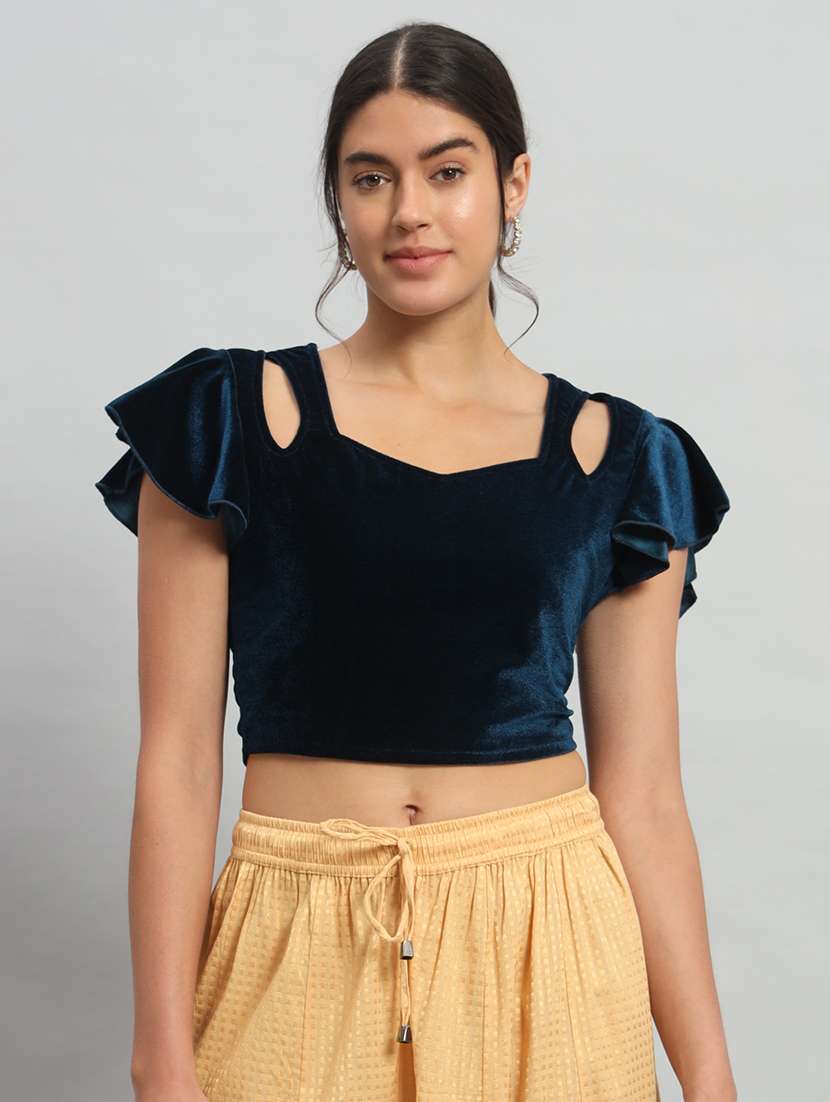 women solid sweetheart stiiched blouse