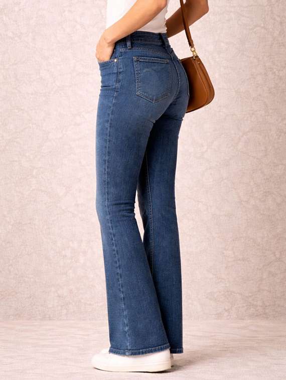 women washed mid rise bootcut jeans - 22477967 -  Standard Image - 3