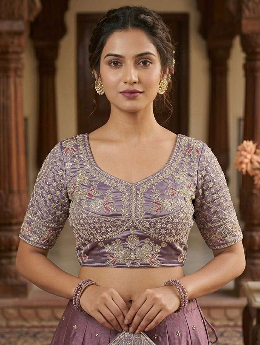 women solid with work stitched blouse