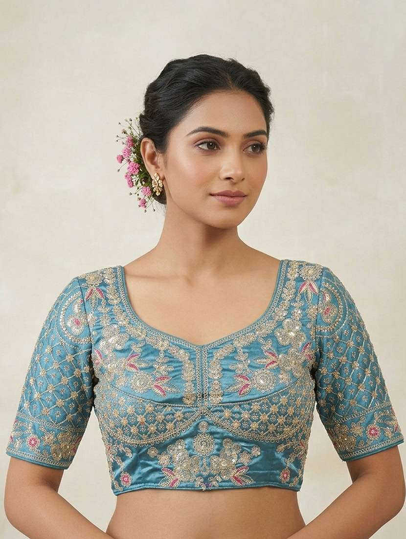 women solid with work stitched blouse