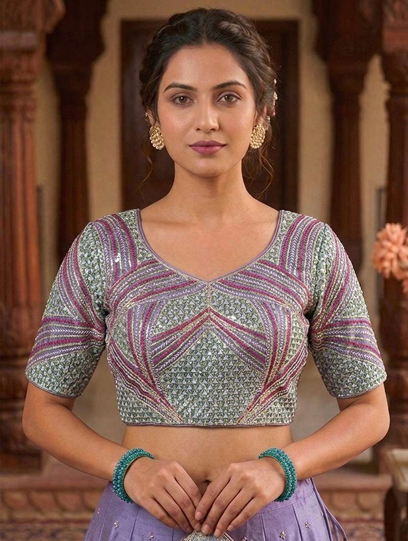 women solid with work stitched blouse