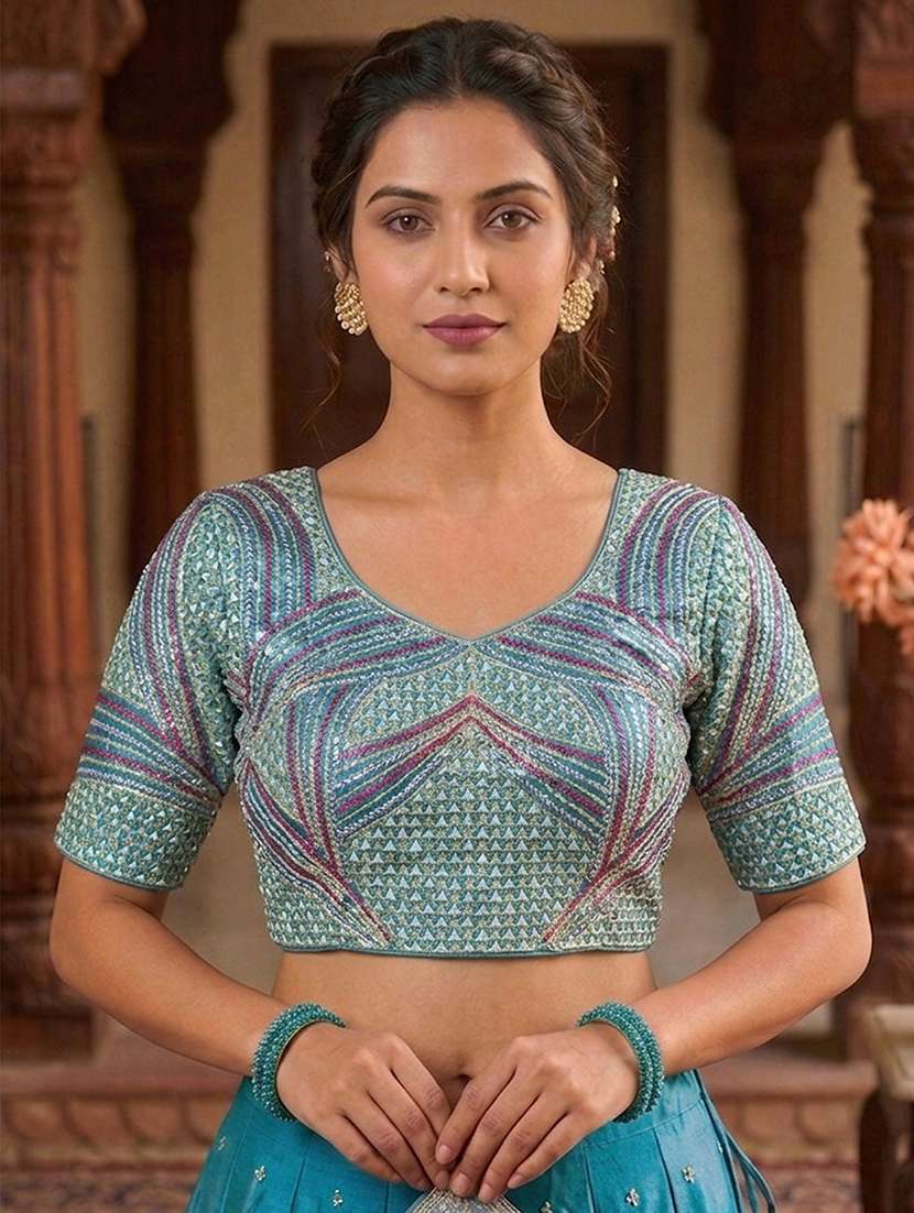 women solid with work stitched blouse