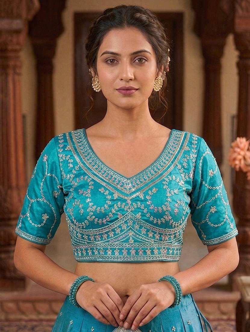 women solid with work stitched blouse