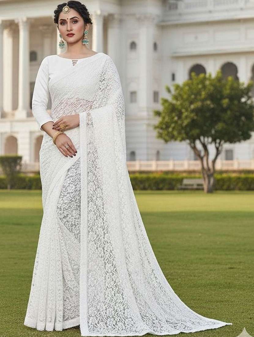 women self design plain saree with blouse
