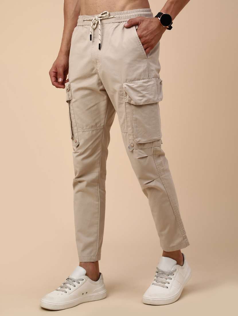 men solid mid rise regular fit cargo  - 22478458 -  Standard Image - 3