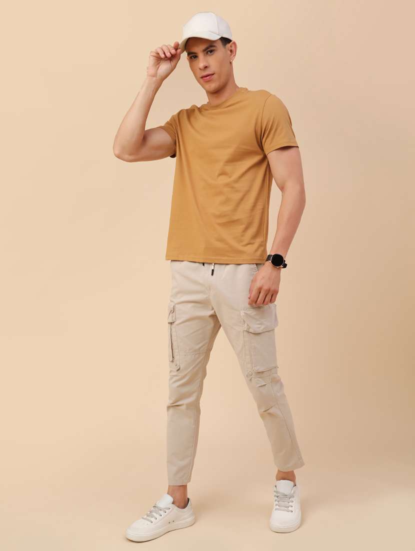 men solid mid rise regular fit cargo  - 22478458 -  Standard Image - 5