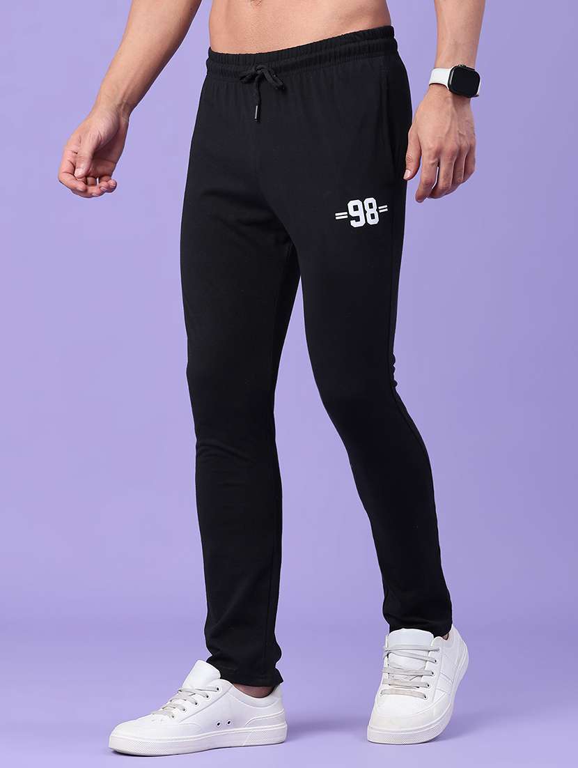 men typographic mid rise full length track pant