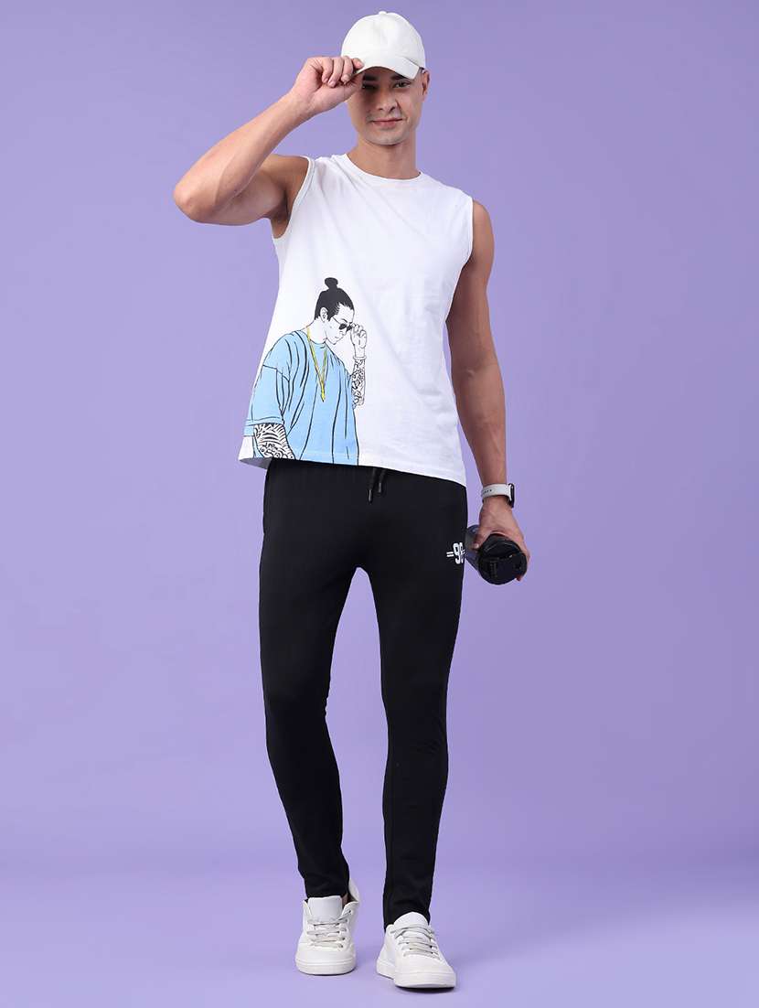 men typographic mid rise full length track pant - 22479658 -  Standard Image - 5