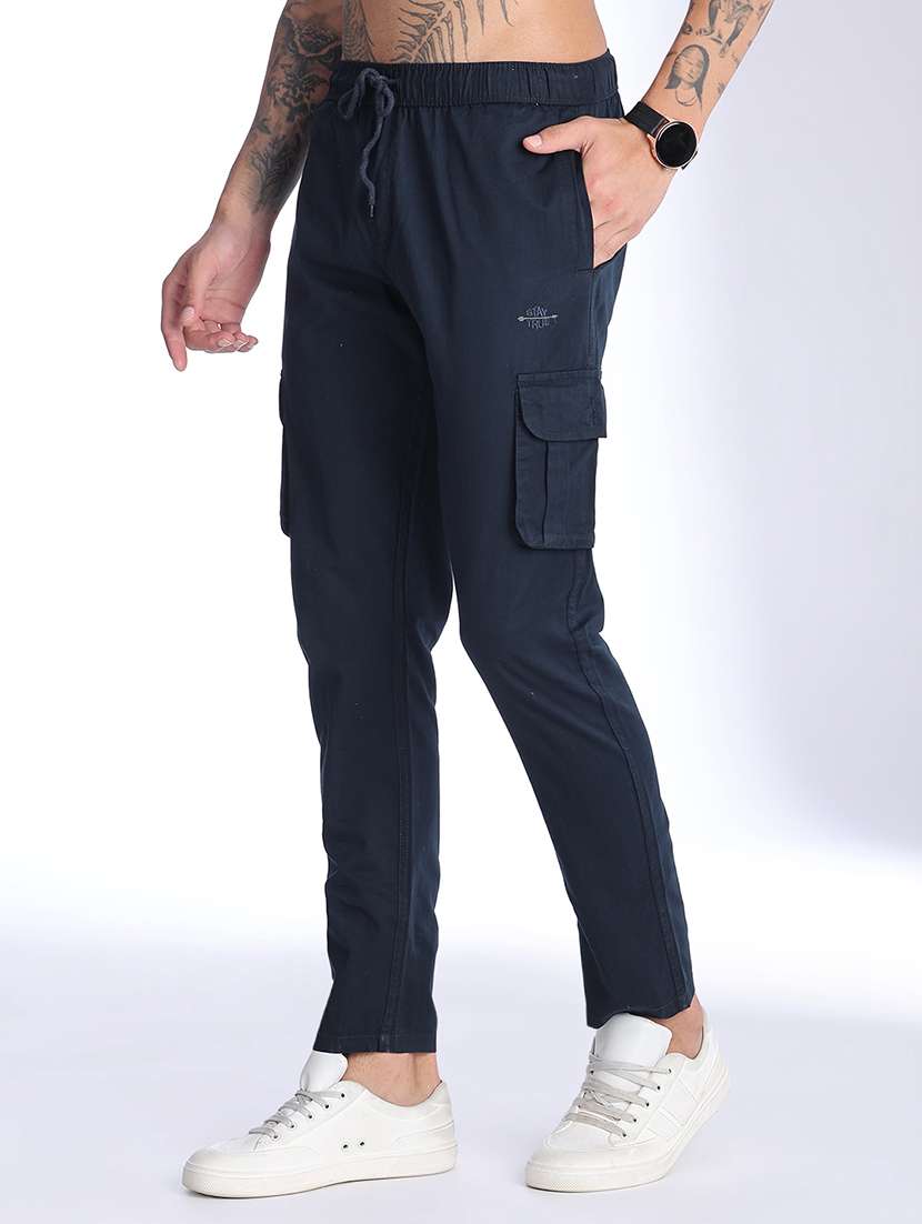 Men Solid Mid Rise Regular Fit Cargo - 22479689 -  Standard Image - 3