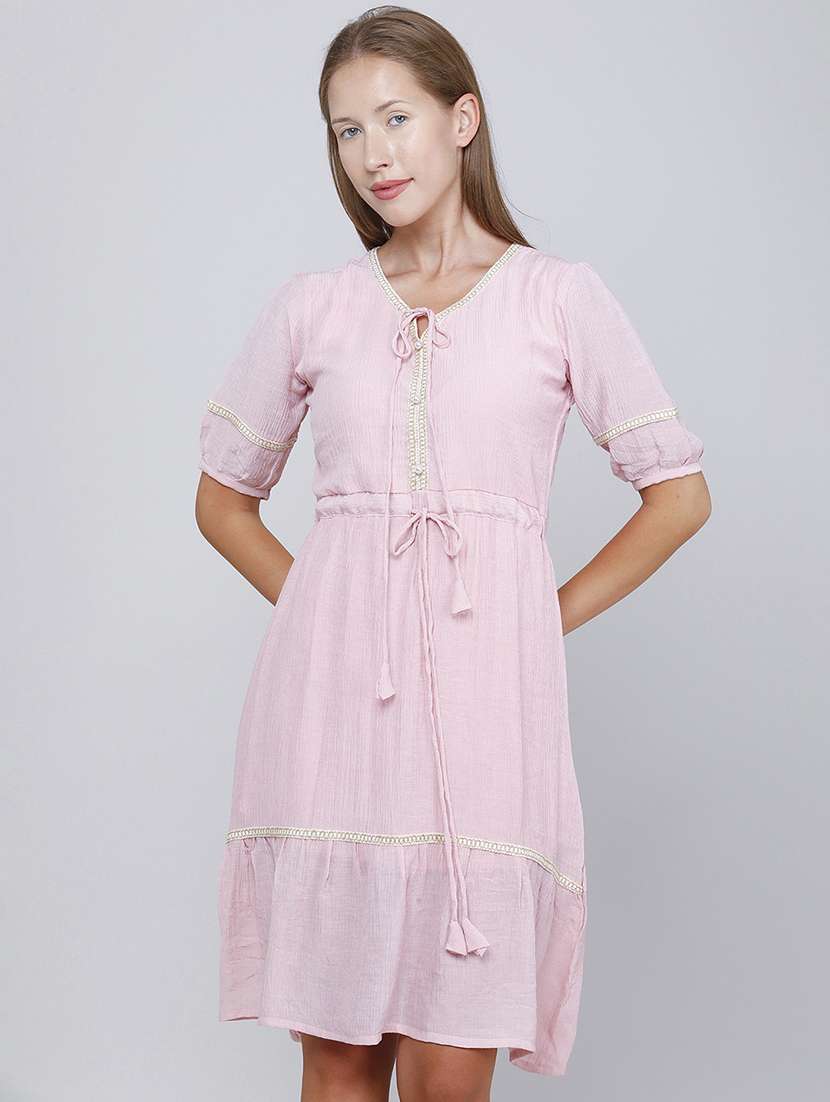 women embellished short sleeves tiered dress