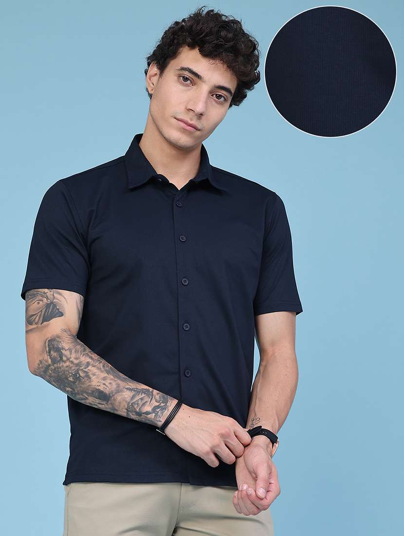 Men Textured Short Sleeve Regular Fit Casual Shirt - 22479849 -  Standard Image - 3