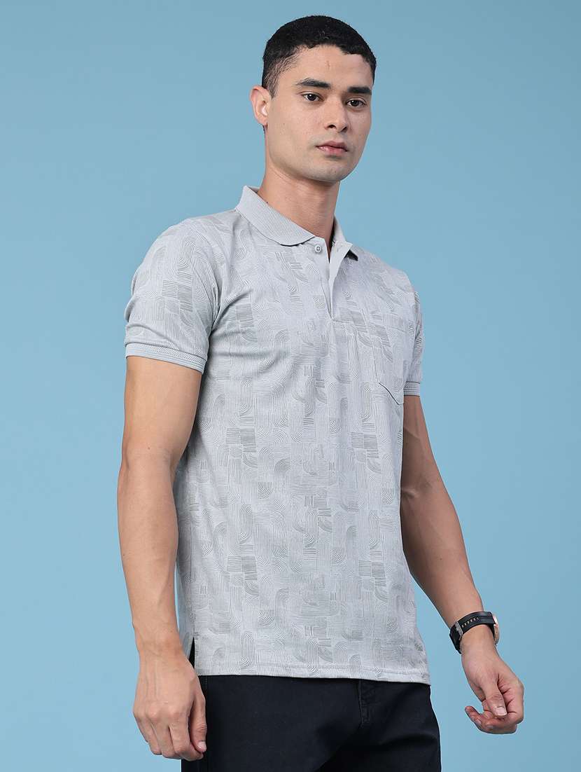 men printed short sleeve slim fit polo t-shirt - 22480218 -  Standard Image - 3