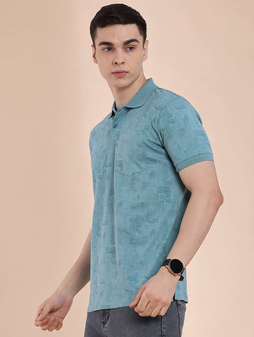 men printed short sleeve slim fit polo t-shirt - 22480219 -  Standard Image - 3