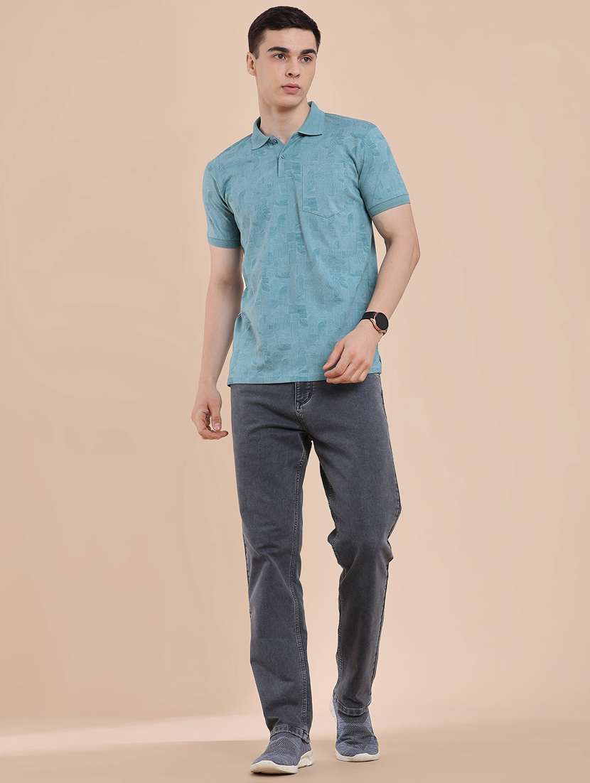 men printed short sleeve slim fit polo t-shirt - 22480219 -  Standard Image - 5