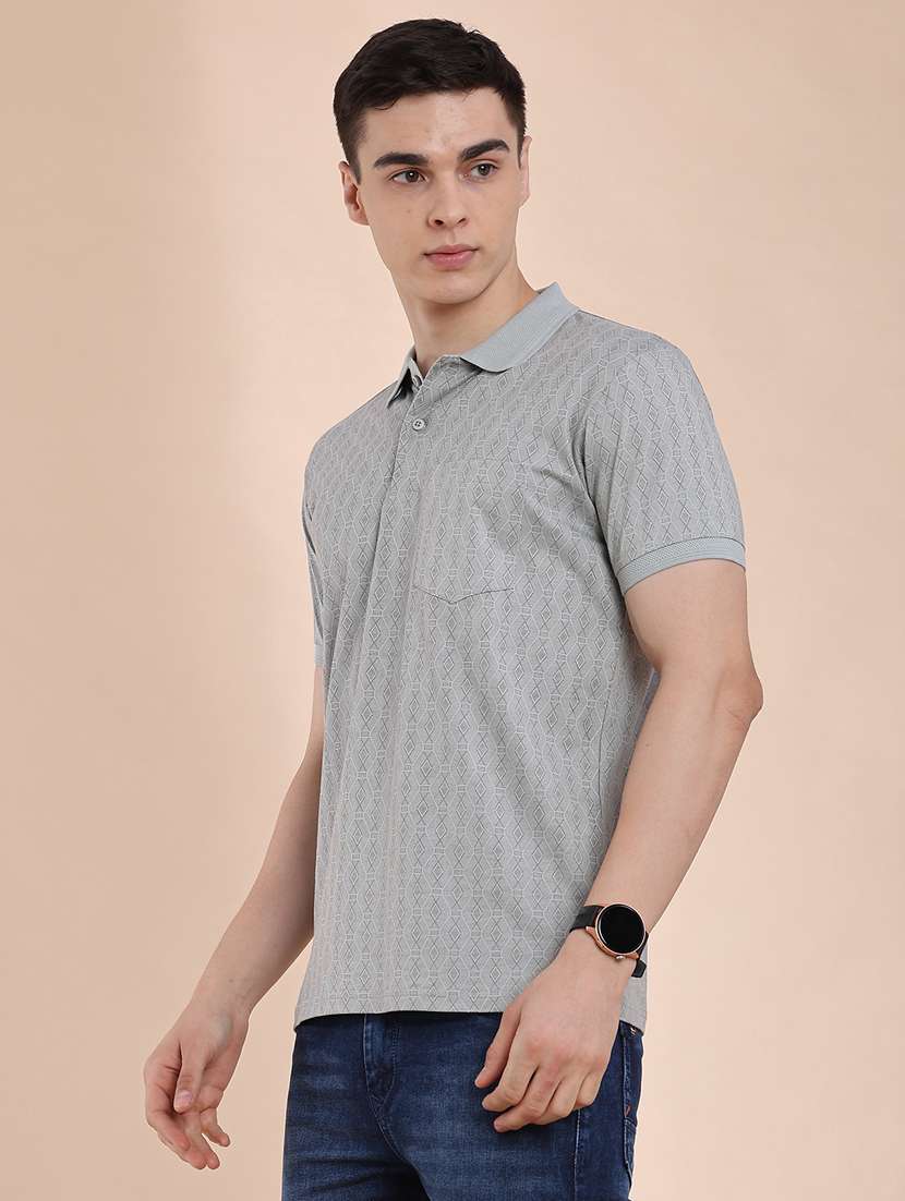 men printed short sleeve slim fit polo t-shirt - 22480223 -  Standard Image - 3