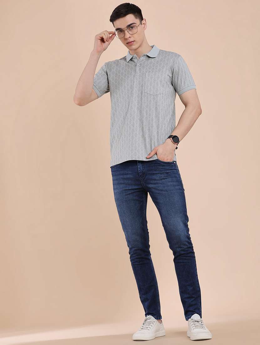 men printed short sleeve slim fit polo t-shirt - 22480223 -  Standard Image - 5