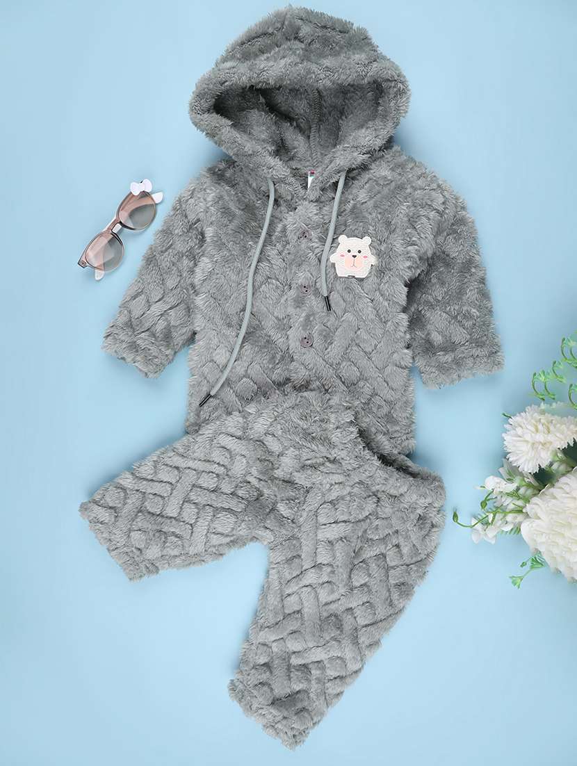 girls self design winterwear full length set